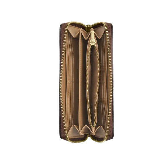 Lange Geldbörse mit Reißverschluss aus charakteristischem Canvas mit Kirschmuster