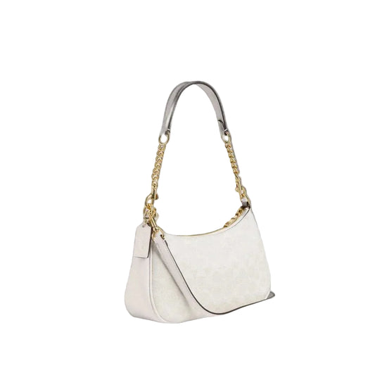 Teri Shoulder Bag In Signature Canvas - Gold/White