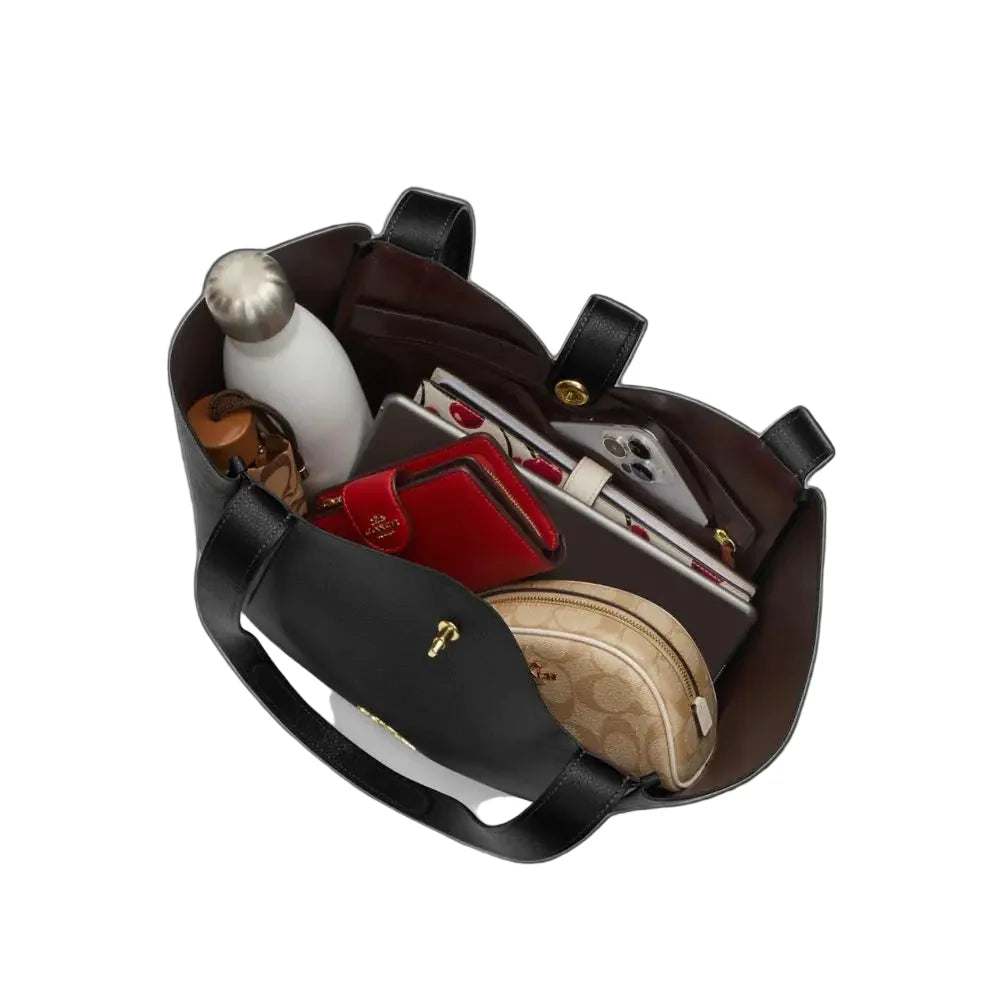 Die Hadley Turnlock Tote Bag – Gold/Dunkelgrau