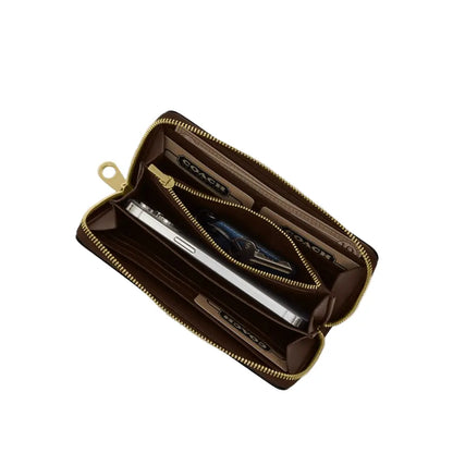 Lange Geldbörse mit Reißverschluss aus charakteristischem Canvas mit Kirschmuster