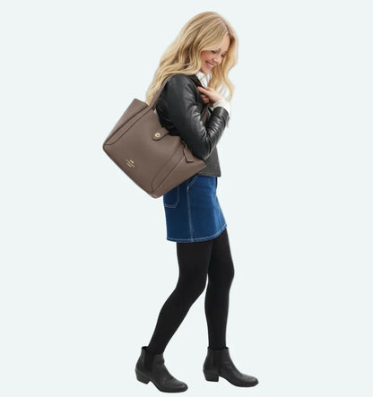 Die Hadley Turnlock Tote Bag – Gold/Dunkelgrau