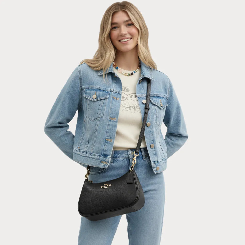 Teri Schultertasche – Gold/Schwarz