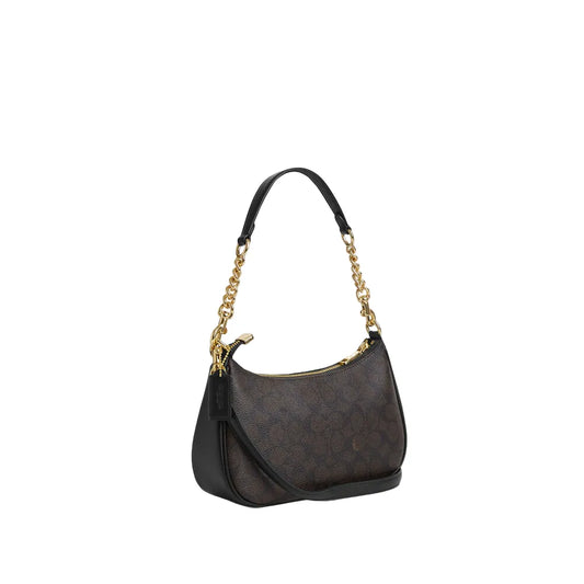Teri Schultertasche – Gold/Schwarz
